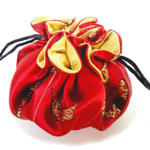 Red Brocade Jewelry Bag with Leopard High Heel Pump Print