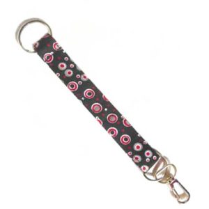 wrist keychain black and white and red all over