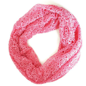 pink open weave knit infinity scarf