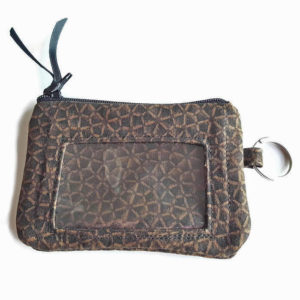 top zip ID coin purse brown black combination