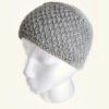 Hand Knit Beanie Dove Grey Side View