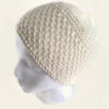 Hand Knit Beanie Ivory Lace Side View