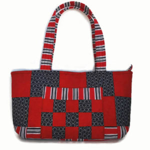 Quilted Tote Bag Red and Black patchwork